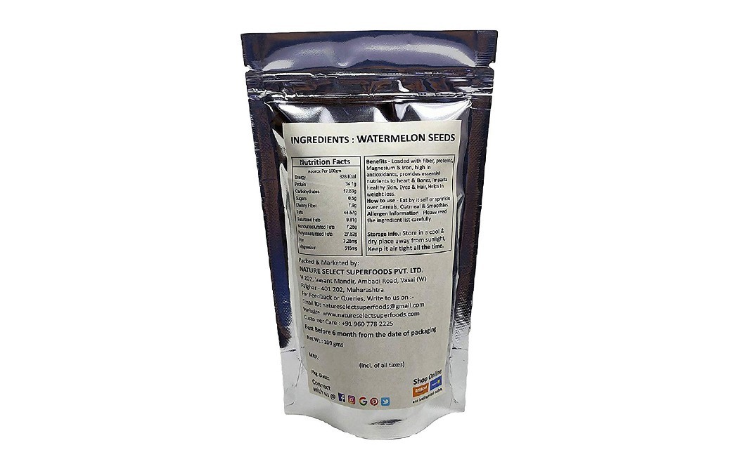 Nature Select Superfoods Premium Roasted Watermelon Seeds   Shrink Pack  100 grams